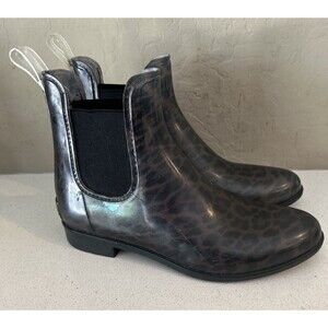 Sam Edelman Women's Tinsley Leopard Rubber Chelsea Ankle Rain Boots Sz 8 Pull On